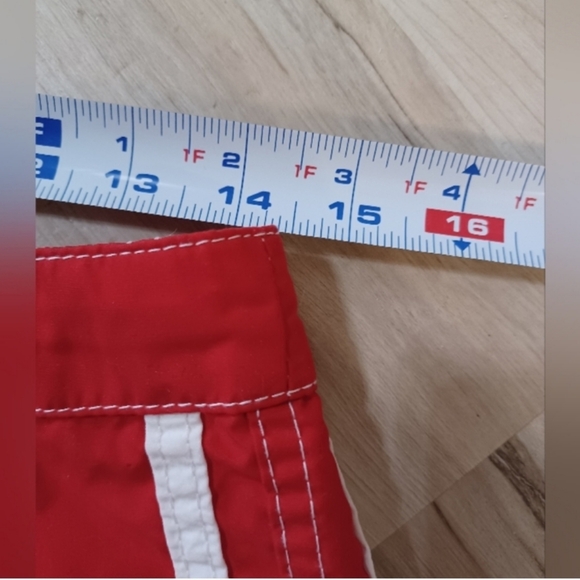 Polaris Red and White Stripe Surf Board Shorts - Picture 6 of 13